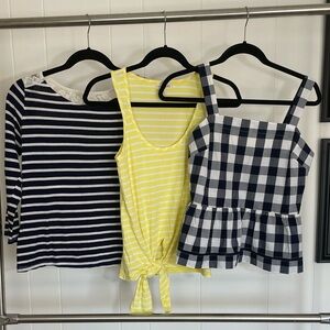 Maison Jules Bundle of 3 Striped/ Checked Tops